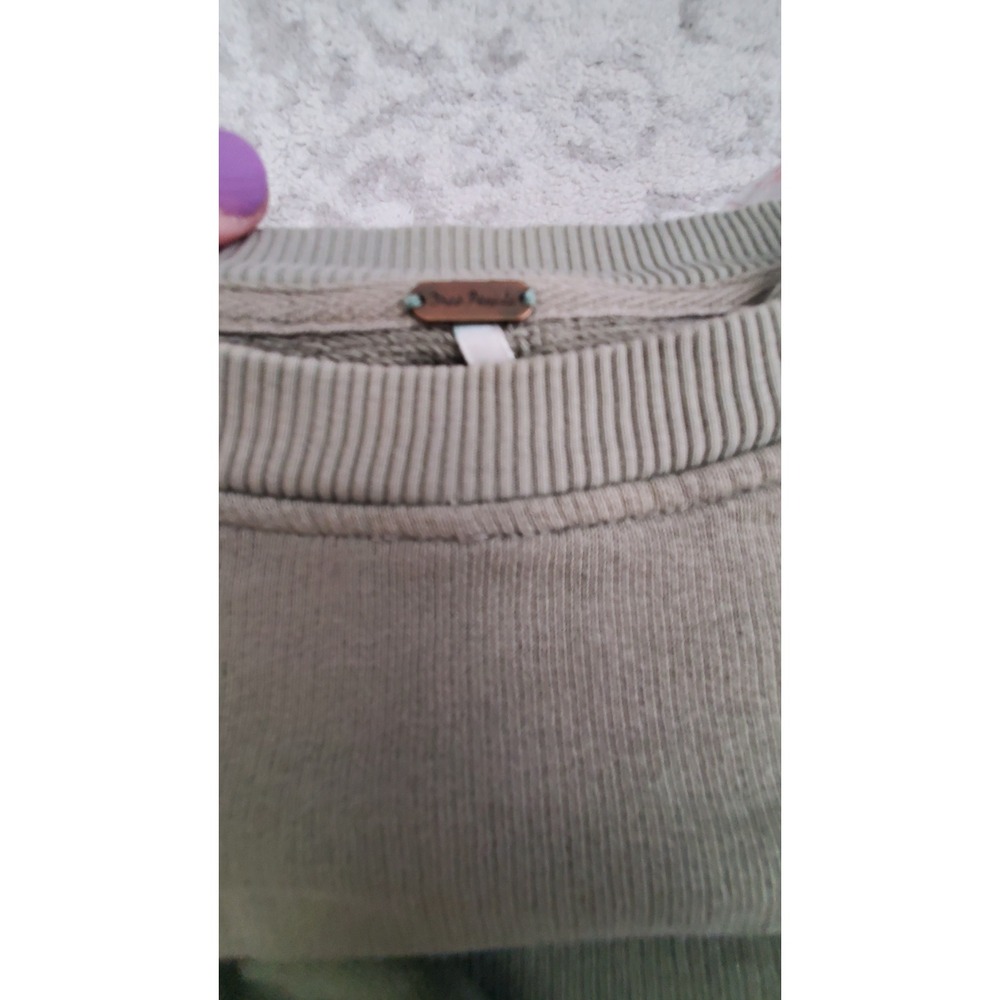 Free People Ruffle Front Sweatshirt Sage Green Raw Hem Pullover Small - Picture 6 of 6